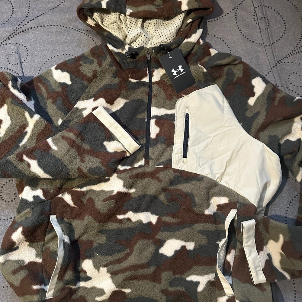 UNDER ARMOUR CAMO MICROFLEECE HOODIE 1/4 ZIP. SIZE 2XL XL L M OR S MEN NWT $110